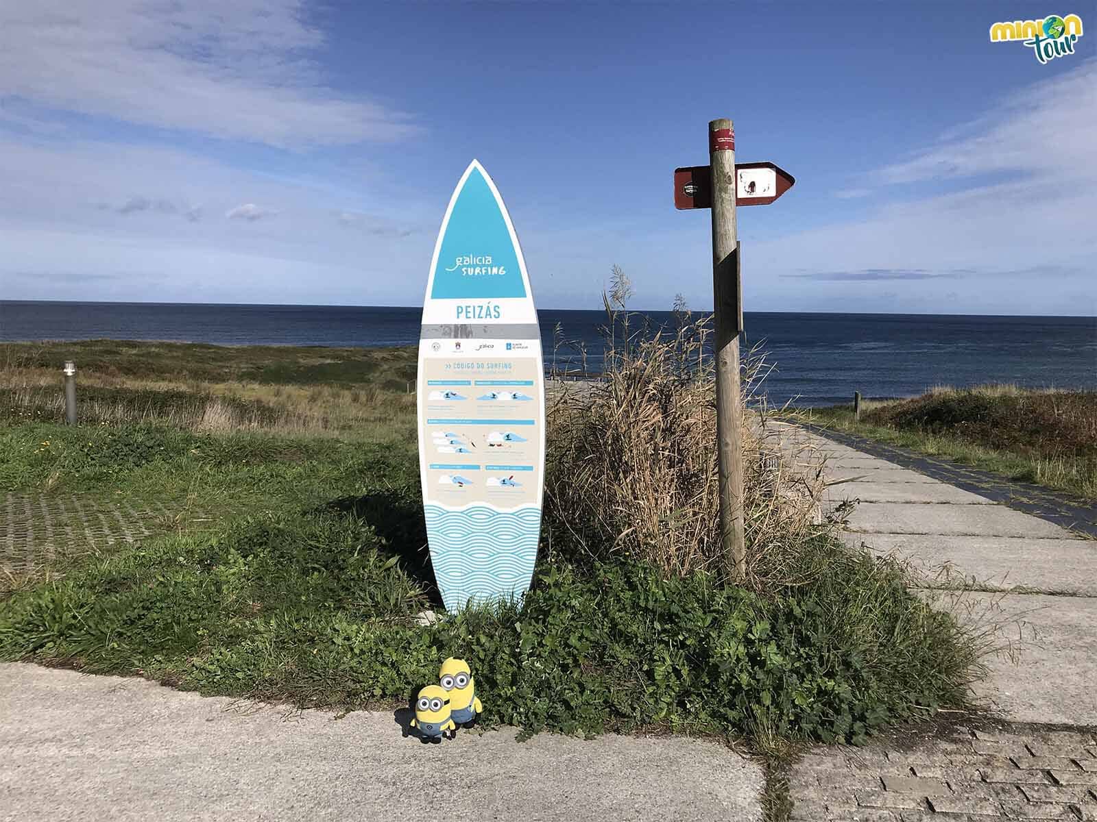 Minions aprendiendo el Código del Surfing en la Playa de Peizás